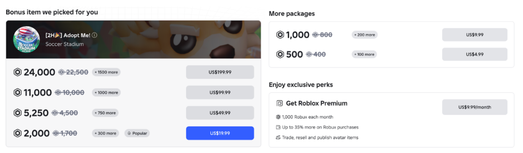 Roblox web shop